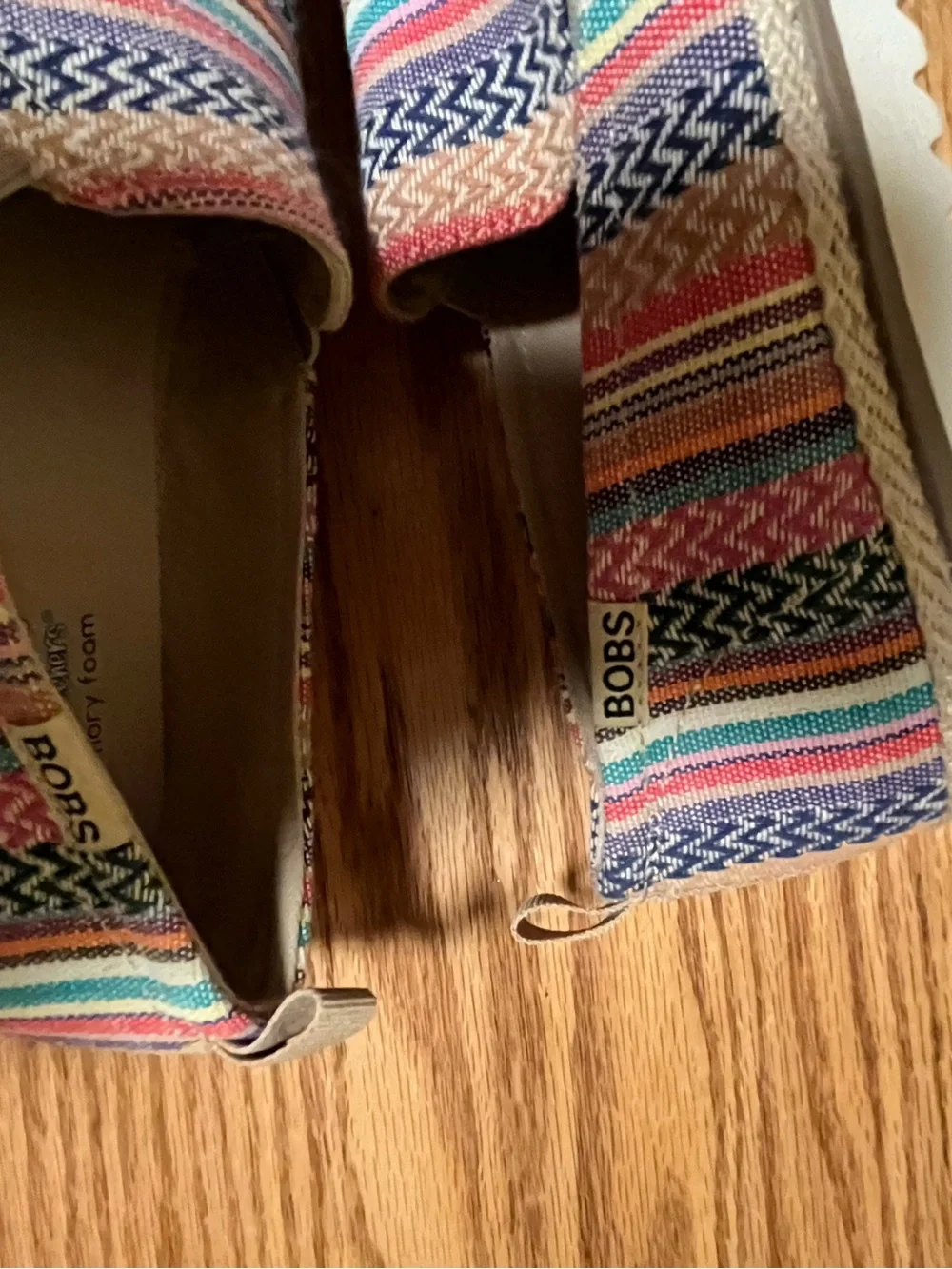 Skechers Women's 8 BOBS Flexpadrille Slip-On Flats Multi Stripe Espadrille